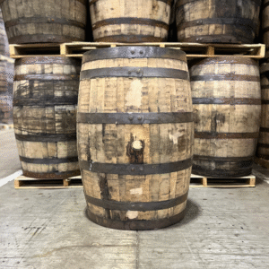 KENTUCKY BOURBON BARREL (HEAD & BELLY BUNGS) – FRESH DUMPED, ONCE USED - 53 GALLON